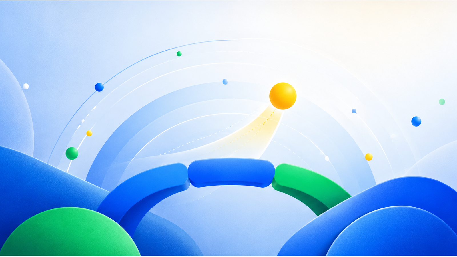 Abstract blue, green, and yellow visual representing support and impact.